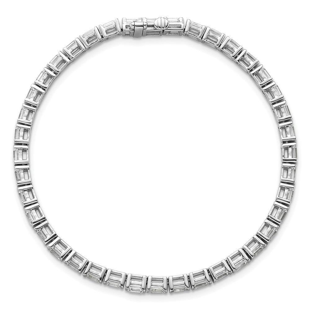 14K White Gold 4 3/4 Carat Certified Lab Grown Diamond Vs+ F+ Emerald Bezel Set Tennis Bracelet