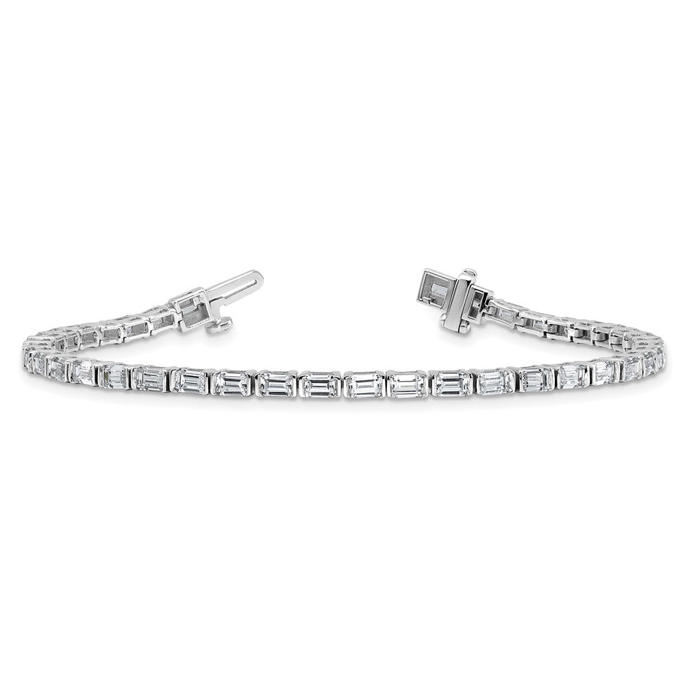 14K White Gold 4 3/4 Carat Certified Lab Grown Diamond Vs+ F+ Emerald Bezel Set Tennis Bracelet