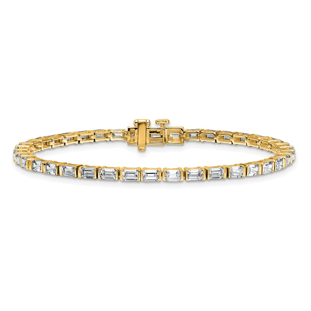 14K Yellow Gold 4 3/4 Carat Lab Grown Diamond Vs/Si+ G+ Emerald Bezel Set Tennis Bracelet
