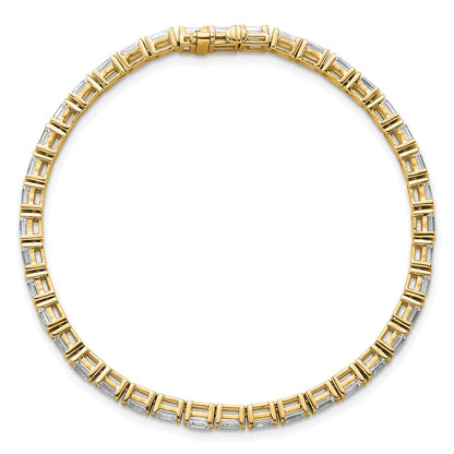 14K Yellow Gold 4 3/4 Carat Lab Grown Diamond Vs/Si+ G+ Emerald Bezel Set Tennis Bracelet