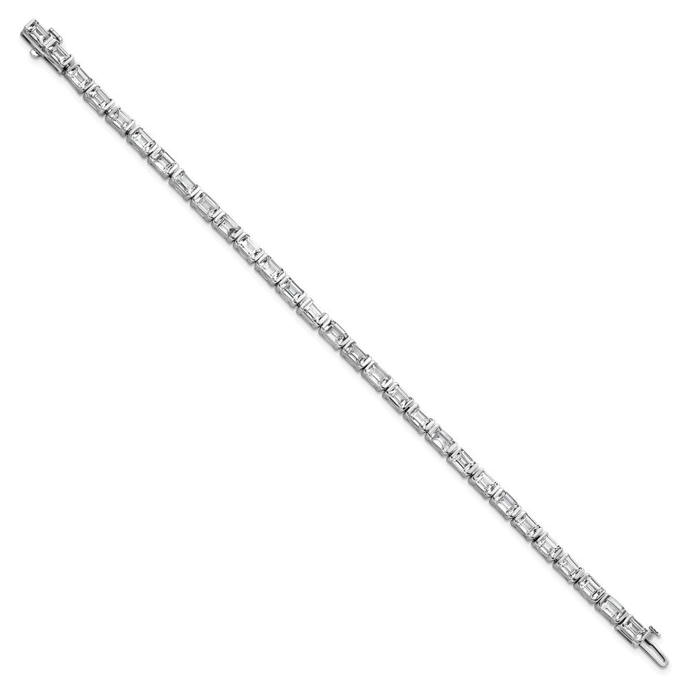 14K White Gold 10 Carat Certified Lab Grown Diamond Vs+ F+ Emerald Bezel Set Tennis Bracelet