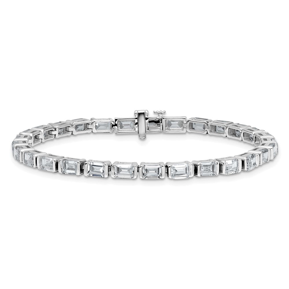14K White Gold 10 Carat Certified Lab Grown Diamond Vs+ F+ Emerald Bezel Set Tennis Bracelet
