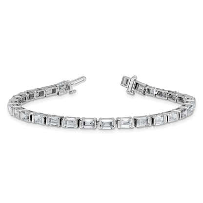 14K White Gold 10 Carat Certified Lab Grown Diamond Vs+ F+ Emerald Bezel Set Tennis Bracelet