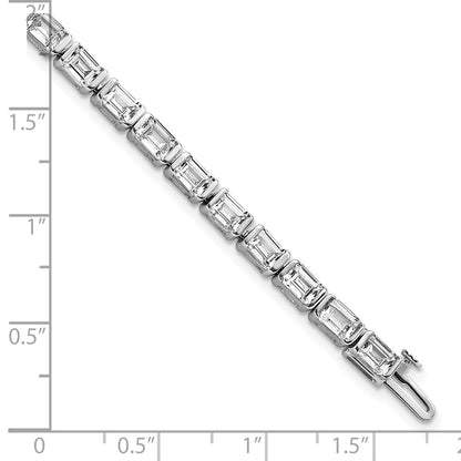 14K White Gold 10 Carat Certified Lab Grown Diamond Vs+ F+ Emerald Bezel Set Tennis Bracelet