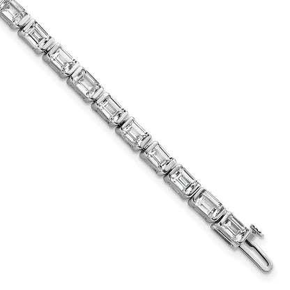 14K White Gold 10 Carat Certified Lab Grown Diamond Vs+ F+ Emerald Bezel Set Tennis Bracelet