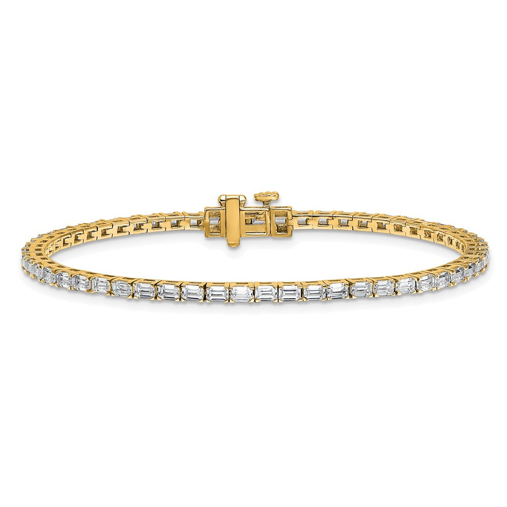 14K Yellow Gold 4Ctw Vs+ F+ Lab Grown Emerald Diamond Tennis Bracelet