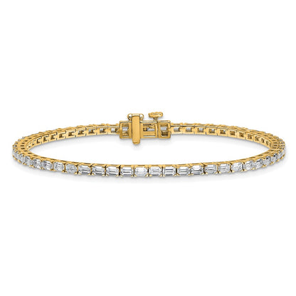 14K Yellow Gold 4Ctw Vs+ F+ Lab Grown Emerald Diamond Tennis Bracelet