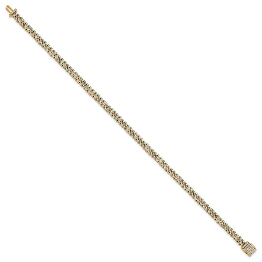 14K Yellow Gold 2 Carat Lab Grown Diamond Vs+ F+ 4mm Pav‚Äö Cuban Link Bracelet