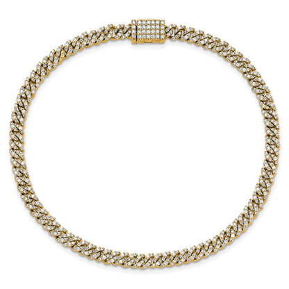 14K Yellow Gold 2 Carat Lab Grown Diamond Vs/Si+ G+ 4mm Pav‚Äö Cuban Link Bracelet