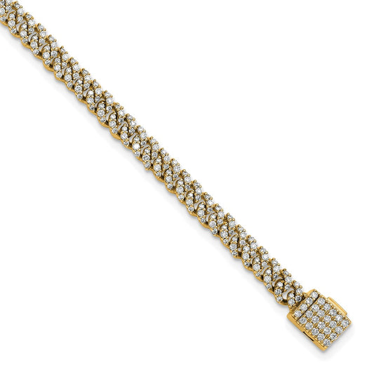 14K Yellow Gold 2 Carat Lab Grown Diamond Vs+ F+ 4mm Pav‚Äö Cuban Link Bracelet