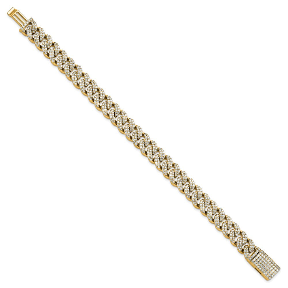 14K Yellow Gold 6 1/6 Carat Lab Grown Diamond Vs+ F+ 4mm Pav‚Äö Cuban Link Bracelet