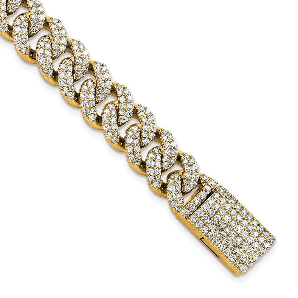 14K Yellow Gold 6 1/6 Carat Lab Grown Diamond Vs+ F+ 4mm Pav‚Äö Cuban Link Bracelet
