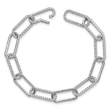 14K White Gold True Origin 3 1/2 Carat Lab Grown Diamond Vs+ F+ 7 Inch Link Bracelet With A 1 Extension