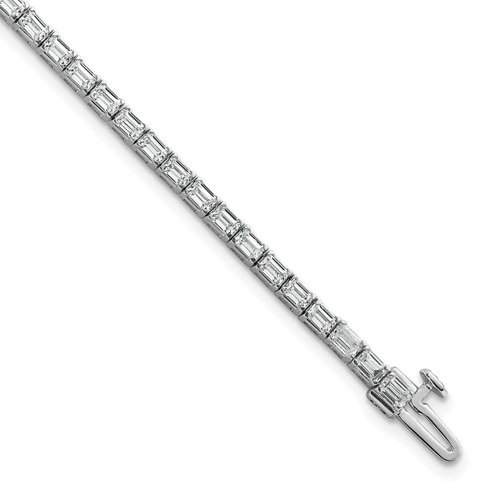 14K White Gold Certified Lab Grown Diamond Vs Def Emerald Tennis Bracelet