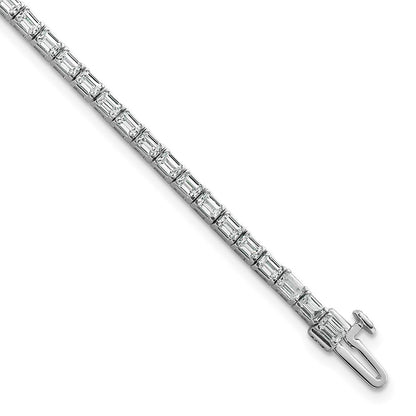 14K White Gold Certified Lab Grown Diamond Vs Def Emerald Tennis Bracelet