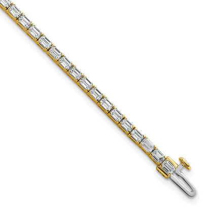 14K Yellow Gold Certified Lab Grown Diamond Vs Def Emerald Tennis Bracelet