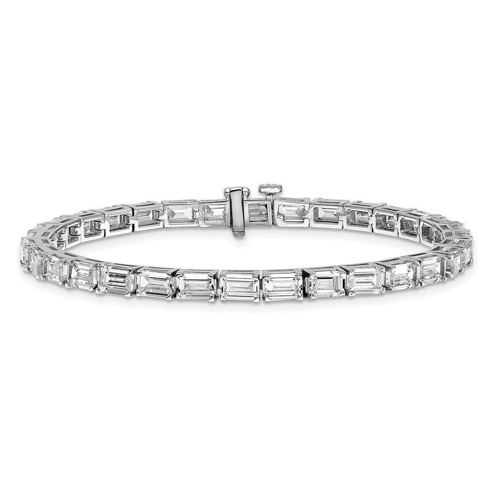 14K White Gold Lab Grown Diamond Vs/Si+ G+ Emerald Tennis Bracelet