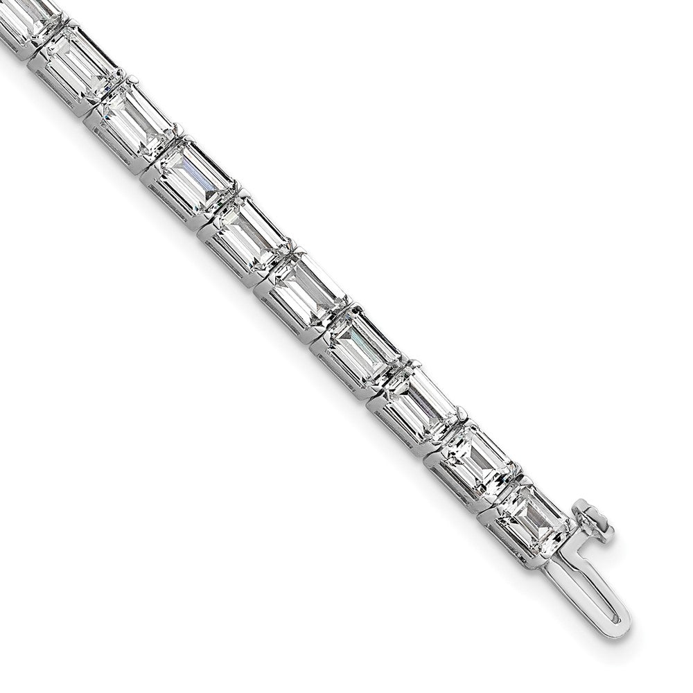 14K White Gold Lab Grown Diamond Vs/Si+ G+ Emerald Tennis Bracelet