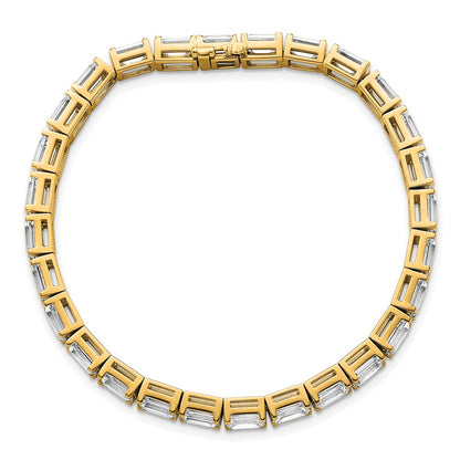 14K Yellow Gold Ctw Vs+ F+ Lab Grown Emerald Diamond Tennis Bracelet