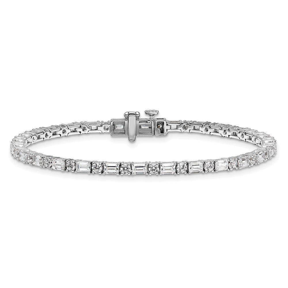 14K White Gold 4 7/8 Carat Certified Lab Grown Diamond Vs/Si+ G+ Complete Emerald And Round Tennis Bracelet