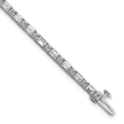 14K White Gold 4 7/8 Carat Lab Grown Diamond Vs/Si+ G+ Complete Emerald And Round Tennis Bracelet
