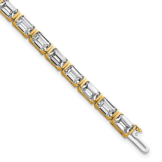14K Yellow Gold Ctw Vs+ F+ Lab Grown Emerald Diamond Tennis Bracelet