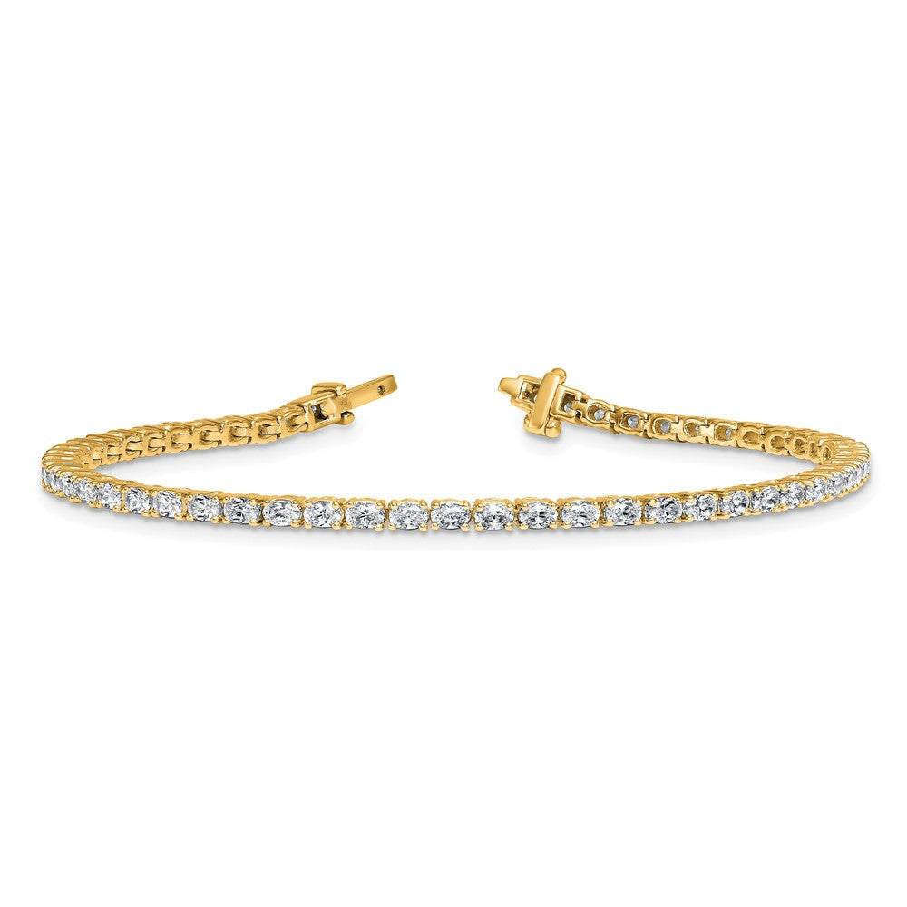 14K Yellow Gold Vs+ F+ Lab Grown Oval Diamond Tennis Bracelet