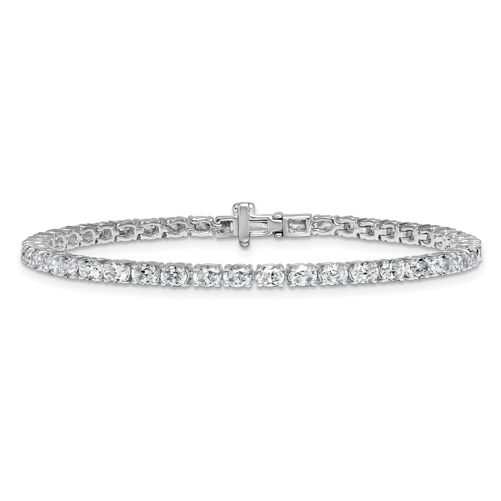 14K White Gold 5 Carat Lab Grown Diamond Vs+ F+ Complete Oval Tennis Bracelet