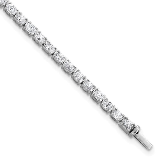 14K White Gold 5 Carat Lab Grown Diamond Vs+ F+ Complete Oval Tennis Bracelet