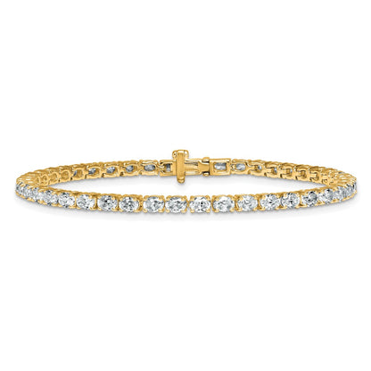 14K Yellow Gold 5 Carat Lab Grown Diamond Vs/Si+ G+ Complete Oval Tennis Bracelet