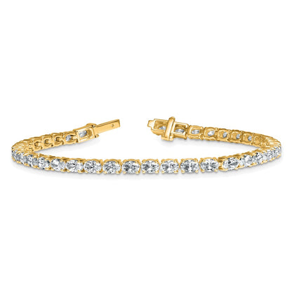 14K Yellow Gold Certified Vs/Si Fgh Lab Grown Oval Diamond Tennis Bracelet