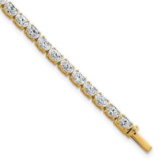 14K Yellow Gold Certified Vs/Si Fgh Lab Grown Oval Diamond Tennis Bracelet