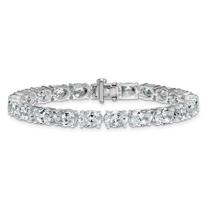 14K White Gold Vs/Si+ G+ Lab Grown Oval Diamond Tennis Bracelet