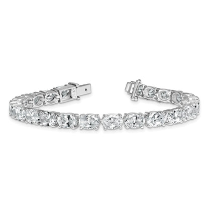 14K White Gold Vs/Si+ G+ Lab Grown Oval Diamond Tennis Bracelet