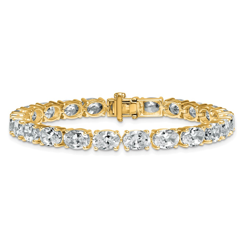 14K Yellow Gold Vs+ F+ Lab Grown Oval Diamond Tennis Bracelet