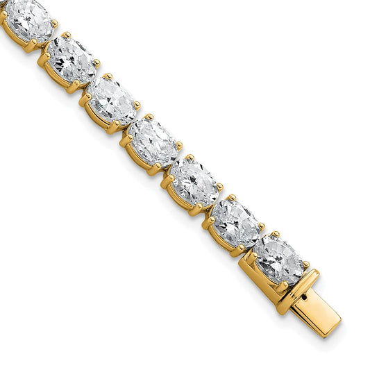 14K Yellow Gold Vs+ F+ Lab Grown Oval Diamond Tennis Bracelet