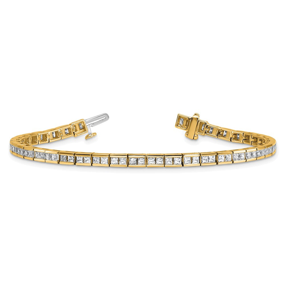 14K Yellow Gold Certified Lab Grown Diamond Vs/Si Fgh Princess Tennis Bracelet