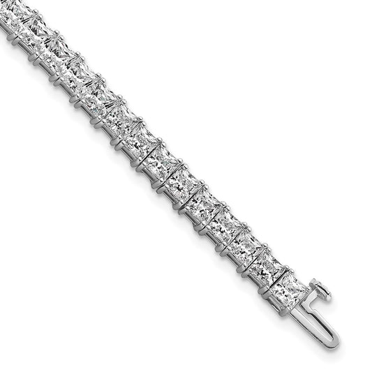 14K White Gold Vs/Si+ G+ Lab Grown Princess Diamond Tennis Bracelet