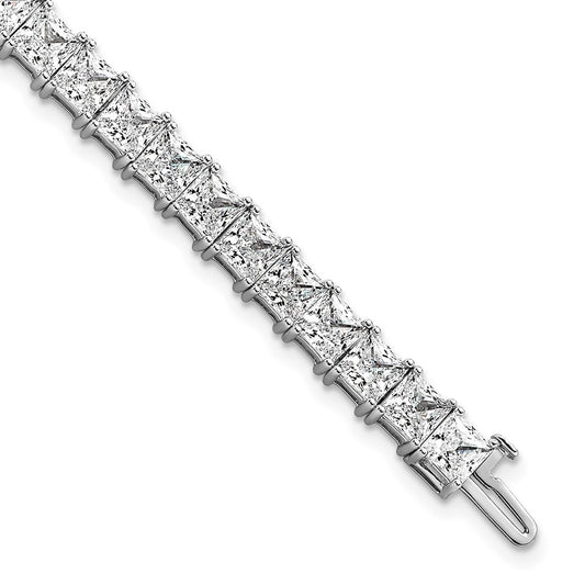 14K White Gold Certified Vs Def Lab Grown Princess Diamond Tennis Bracelet
