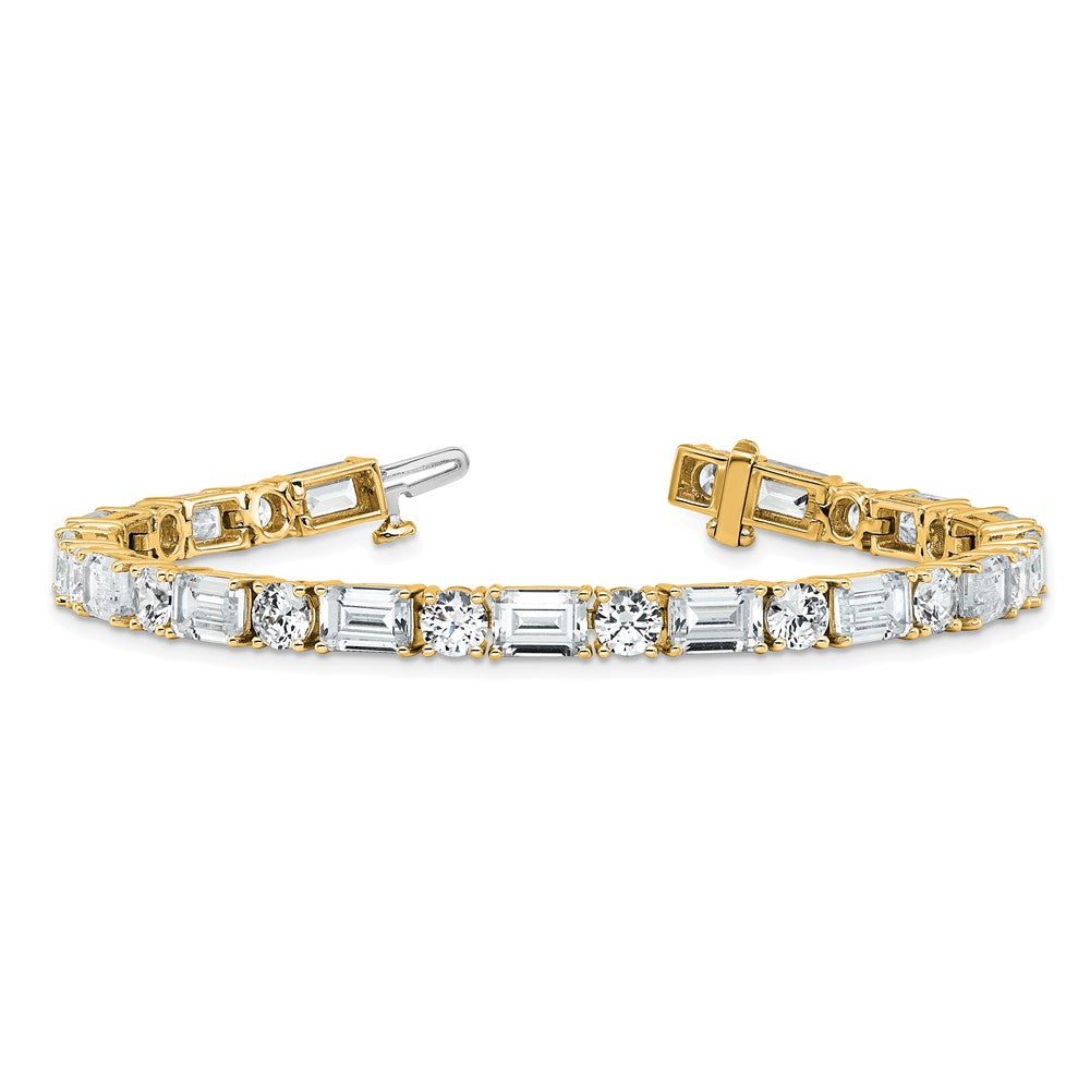 14K Yellow Gold Vs/Si+ G+ Lab Grown Emerald And Round Diamond Tennis Brac