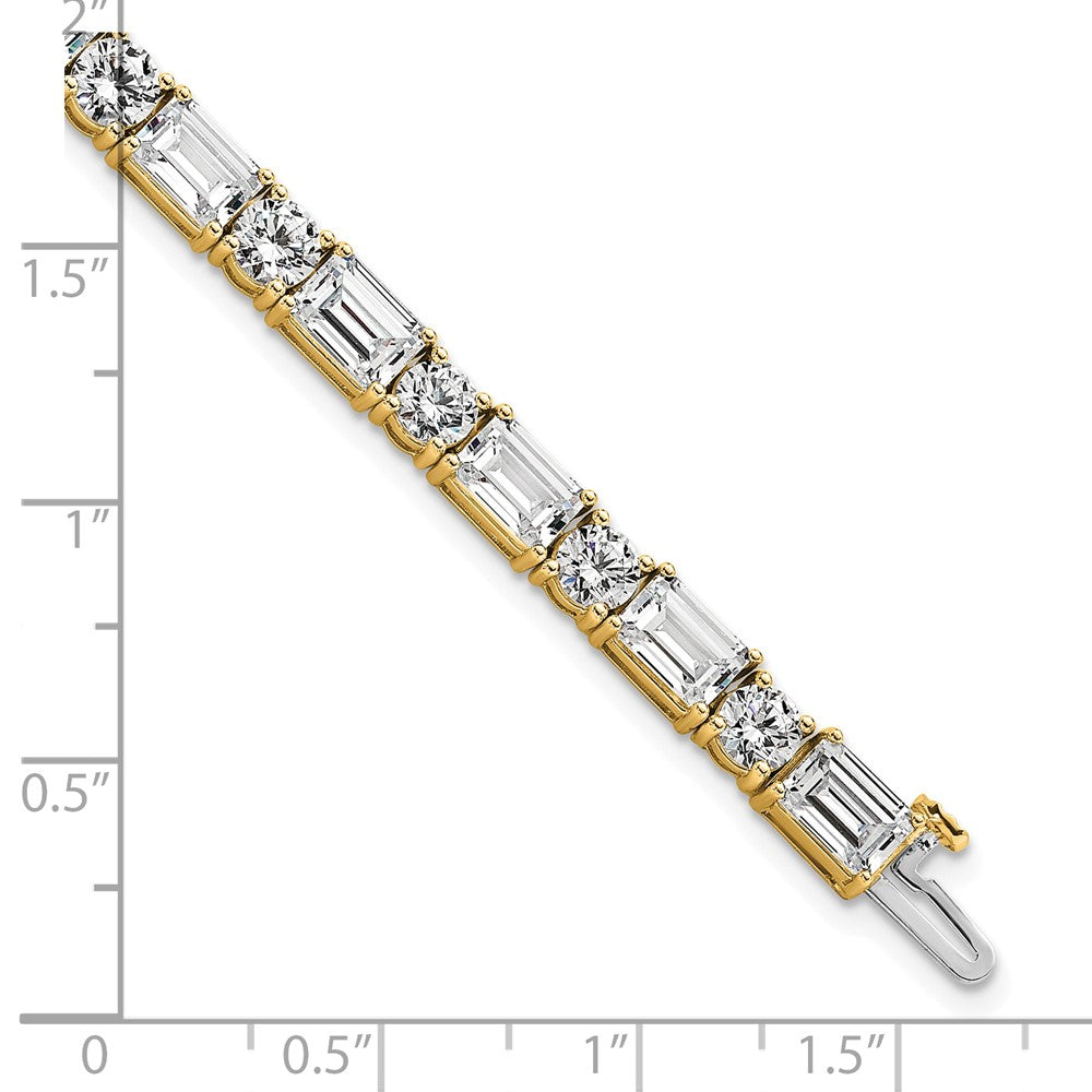 14K Yellow Gold Vs/Si+ G+ Lab Grown Emerald And Round Diamond Tennis Brac
