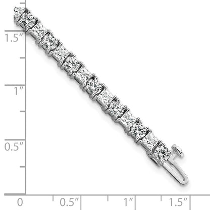 14K White Gold Wg Vs/Si Fgh Cert. Lab Grown Princess And Round Diamond Tennis Bracelet