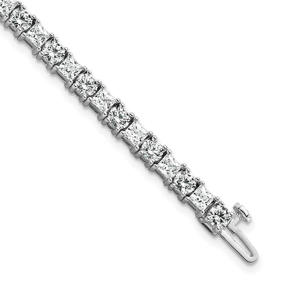 14K White Gold Wg Vs/Si Fgh Cert. Lab Grown Princess And Round Diamond Tennis Bracelet