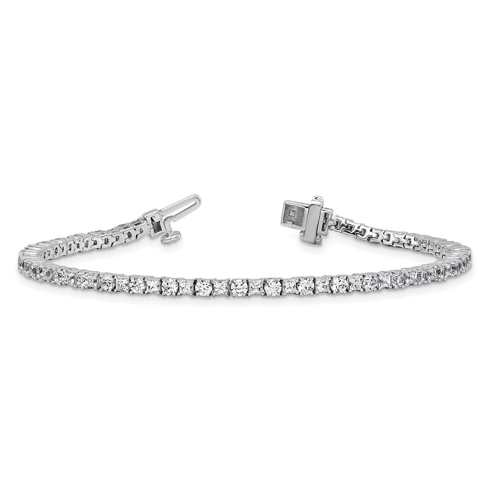 14K White Gold Wg Vs/Si Fgh Cert. Lab Grown Princess And Round Diamond Tennis Bracelet