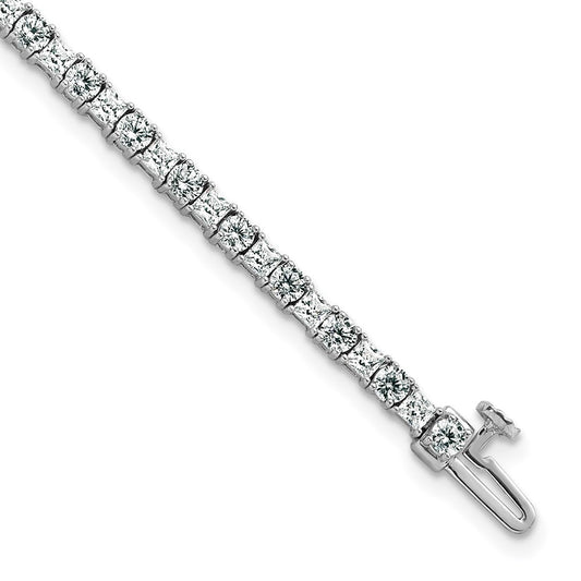 14K White Gold 5 Carat Lab Grown Diamond Vs/Si+ G+ Complete Princess And Round Tennis Bracelet