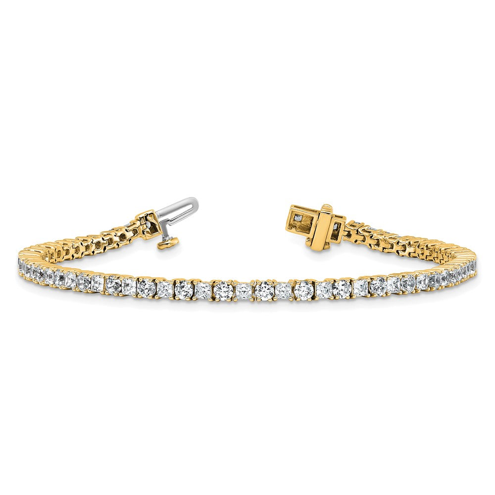 14K Yellow Gold 5 Carat Lab Grown Diamond Vs/Si+ G+ Complete Princess And Round Tennis Bracelet