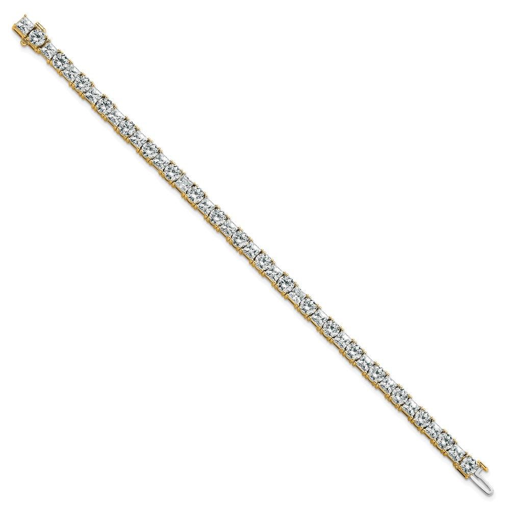 14K Yellow Gold Vs Def Cert. Lab Grown Princess And Round Diamond Tennis Bracelet
