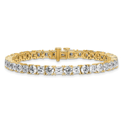 14K Yellow Gold Vs Def Cert. Lab Grown Princess And Round Diamond Tennis Bracelet