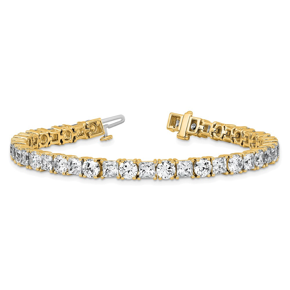 14K Yellow Gold Vs/Si+ G+ Lab Grown Princess And Round Diamond Tennis Bracelet
