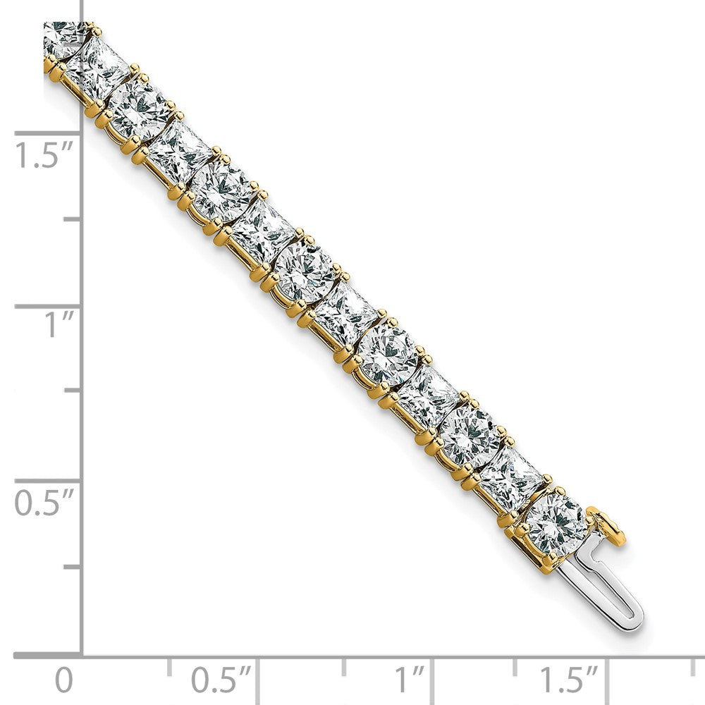 14K Yellow Gold Vs Def Cert. Lab Grown Princess And Round Diamond Tennis Bracelet